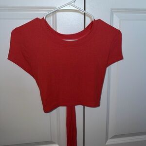 OFFLINE by Aerie Red/Orange Ribbed Crop Top Comfy